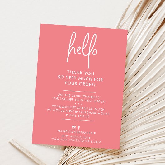 HALLO  ZAKELIJK DANK U modern Bedankkaart