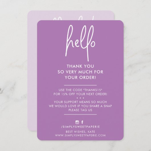 HALLO ZAKELIJK DANK U modern Bedankkaart (Voorkant / Achterkant)