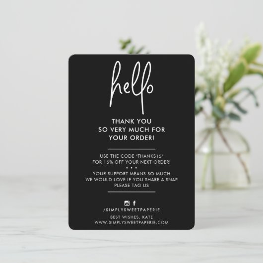 HALLO ZAKELIJK DANK U moderne Bedankkaart (Staand voorkant)