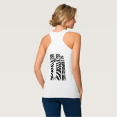 "Hallo" Zebra Zwart/Witte Strepen Abstract Modieus Tanktop (Volledige Achterkant)