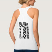 "Hallo" Zebra Zwart/Witte Strepen Abstract Modieus Tanktop (Achterkant)