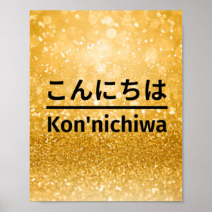 hallo! Zeg Hallo in het Japans. Kon'nichiwa. Poster