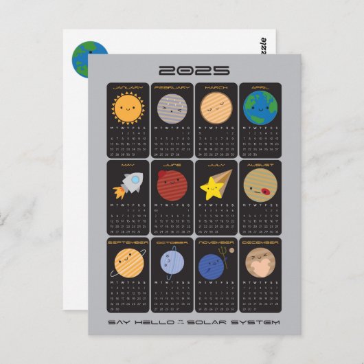 Hallo Zeg maar tegen het zonnestelsel 2025 Briefkaart (Voorkant / Achterkant)