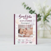 Hallo Zeg maar tegen New Baby. Bewerkbare tekst &  Briefkaart (Staand voorkant)