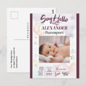 Hallo Zeg maar tegen New Baby. Bewerkbare tekst &  Briefkaart (Voorkant / Achterkant)