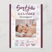 Hallo Zeg maar tegen New Baby. Bewerkbare tekst & Briefkaart (Voorkant)