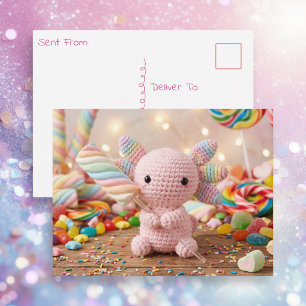 Hallo zeggen vanuit een gehaakte Axolotl Briefkaart