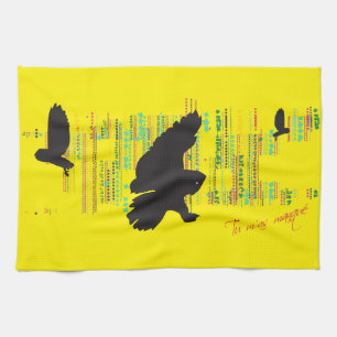 hallo zei dat de Grote Grijze Owl Theedoek