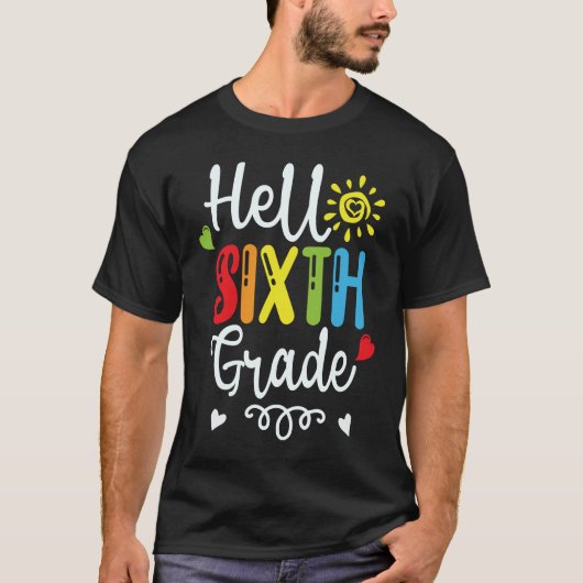 hallo Zesde graad Team 6e graad Terug naar School T-shirt (Voorkant)