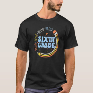hallo Zesde Grade Retro Potlood terug naar school T-shirt