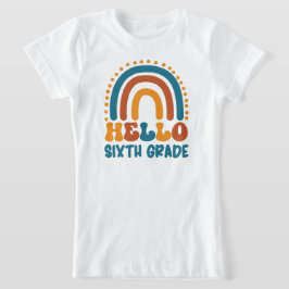 Hallo Zesde Grade Retro stijl boho regenboog T-shirt