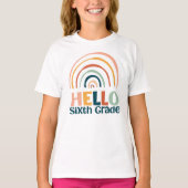 Hallo Zesde klas boho regenboog school casual T-shirt (Voorkant)