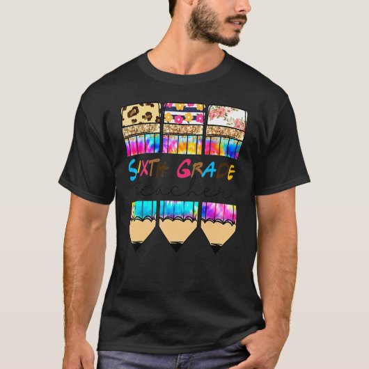 Hallo Zesde Klas Luipaard Tie Dye Potlood Schatti T-shirt (Voorkant)
