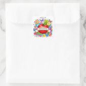 Hallo Zesde Klas Retro Appel Vierkante Sticker (Tas)