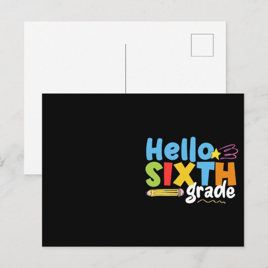 Hallo Zesde klas Team 6de klas Vibes Eerste Dag Briefkaart (Voorkant / Achterkant)