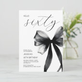 Hallo Zestig Elegante Script Boog 60e Verjaardagsf Kaart (Staand voorkant)