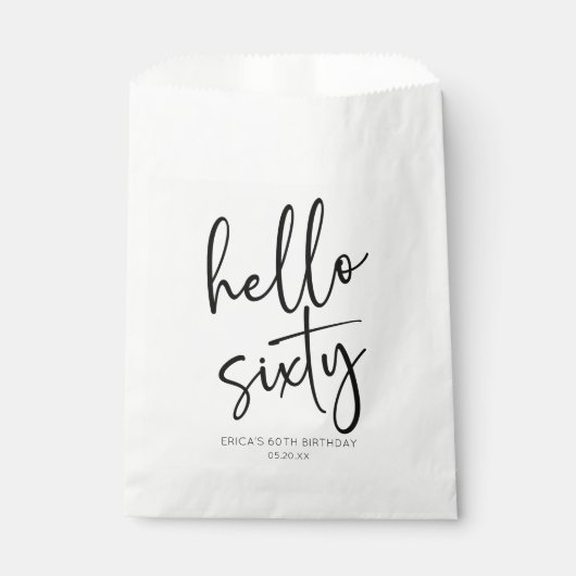 Hallo Zestig minimalistische 60ste verjaardagsfees Bedankzakje (Voorkant)