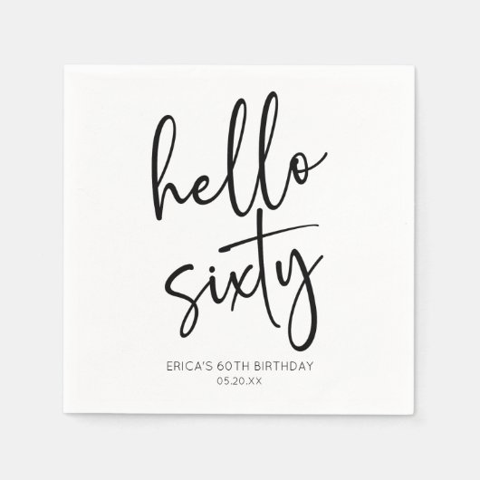 Hallo Zestig minimalistische 60ste verjaardagsfees Servet (Voorkant)