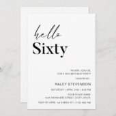 Hallo Zestig moderne witte minimalistische 60ste v Kaart (Voorkant / Achterkant)