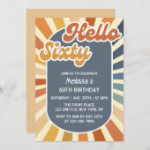 Hallo Zestig Retro Sun Groovy Wave 60e verjaardag Kaart (Voorkant / Achterkant)