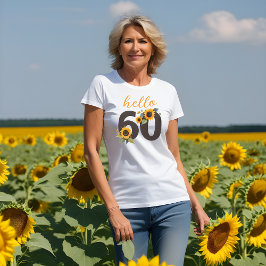 Hallo Zestig Vrouwen T-shirt met Zonnebloemen