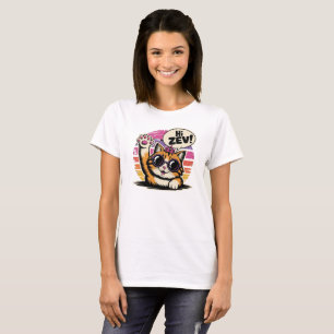 Hallo Zev Grappige Kat Prinses Retro T-shirt