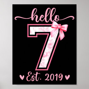 Hallo zeven est 2019 7e verjaardag meisje coquette poster