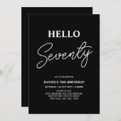 Hallo zeven | Modern zwart 70e verjaardagsfeestje Kaart (Voorkant / Achterkant)