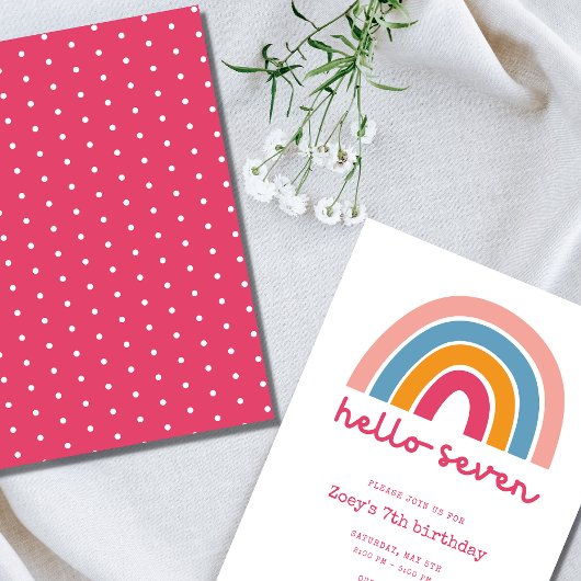 hallo Zeven regenboogmeisjes 7e verjaardag Kaart