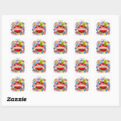 Hallo Zevende Klas Retro Appel Vierkante Sticker (Vel)