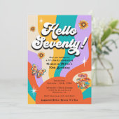 Hallo Zeventig Groovy 70's Verjaardagsfeest Kaart (Staand voorkant)