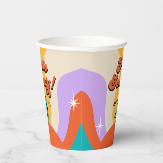 Hallo Zeventig Groovy 70's Verjaardagsfeest Papieren Bekers (Rechts)