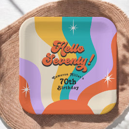 Hallo Zeventig Groovy 70's Verjaardagsfeest Papieren Bordje