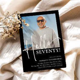 Hallo ZEVENTIG! Minimaal 70ste verjaardagsfeestje Kaart