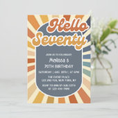 Hallo Zeventig Retro Sun Groovy Wave 70e verjaarda Kaart (Staand voorkant)