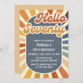 Hallo Zeventig Retro Sun Groovy Wave 70e verjaarda Kaart (Voorkant / Achterkant)