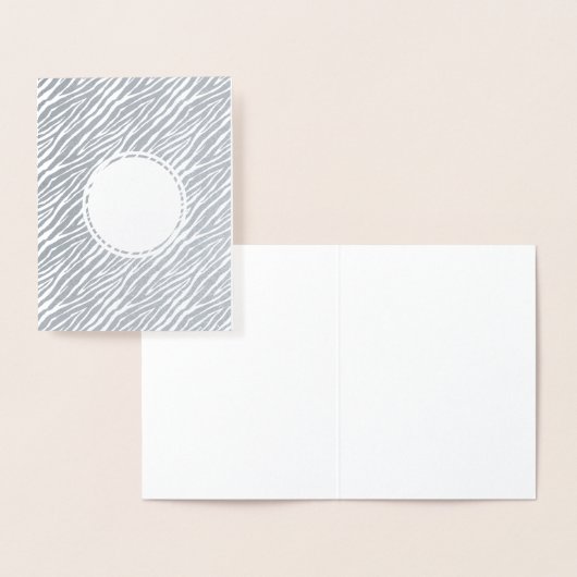 Hallo Zilveren Zebra print gepersonaliseerd Folie Kaarten (Display)