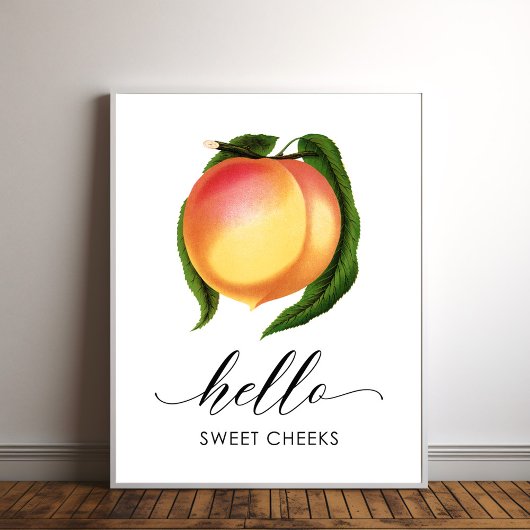 Hallo Zoete wangen  perzik badkamer kunst Poster