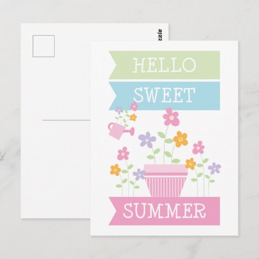 Hallo Zoete zomer leuke bloemen Briefkaart (Voorkant / Achterkant)