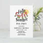 Hallo Zoete Zomer Watermeloen Zwembad Feest Verjaa Kaart (Staand voorkant)