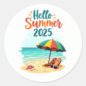 Hallo Zomer 2025 🏖️ Beach Scene Sticker (Voorkant)