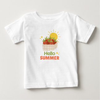 Hallo Zomer Aardbei Zonneschijn Baby T-Shirt 