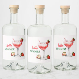 Hallo Zomer | Aardbeien Cocktail Likeur Label Likeurfles Etiket