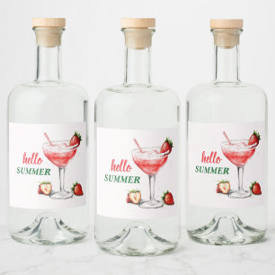 Hallo Zomer Aardbeien Cocktail Likeur Label Likeurfles Etiket