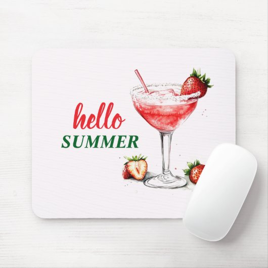 Hallo Zomer | Aardbeien Cocktail Muismat (Met muis)
