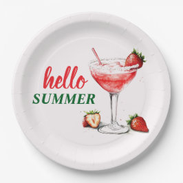 Hallo Zomer | Aardbeiencocktail Papieren Bord