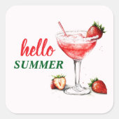Hallo Zomer | Aardbeiencocktail Sticker (Voorkant)