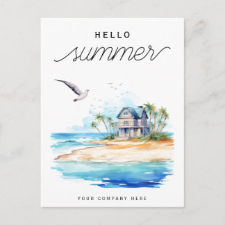 Hallo Zomer Beach House Ocean Business Briefkaart