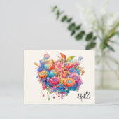 Hallo Zomer Bloem Boeket Whimsical Boho Briefkaart (Staand voorkant)