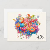 Hallo Zomer Bloem Boeket Whimsical Boho Briefkaart (Voorkant / Achterkant)